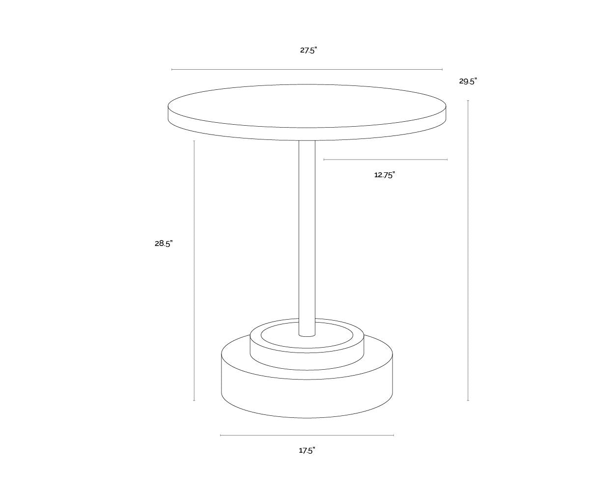 Marlowe Bistro Table - Black - Grey - 27.5"