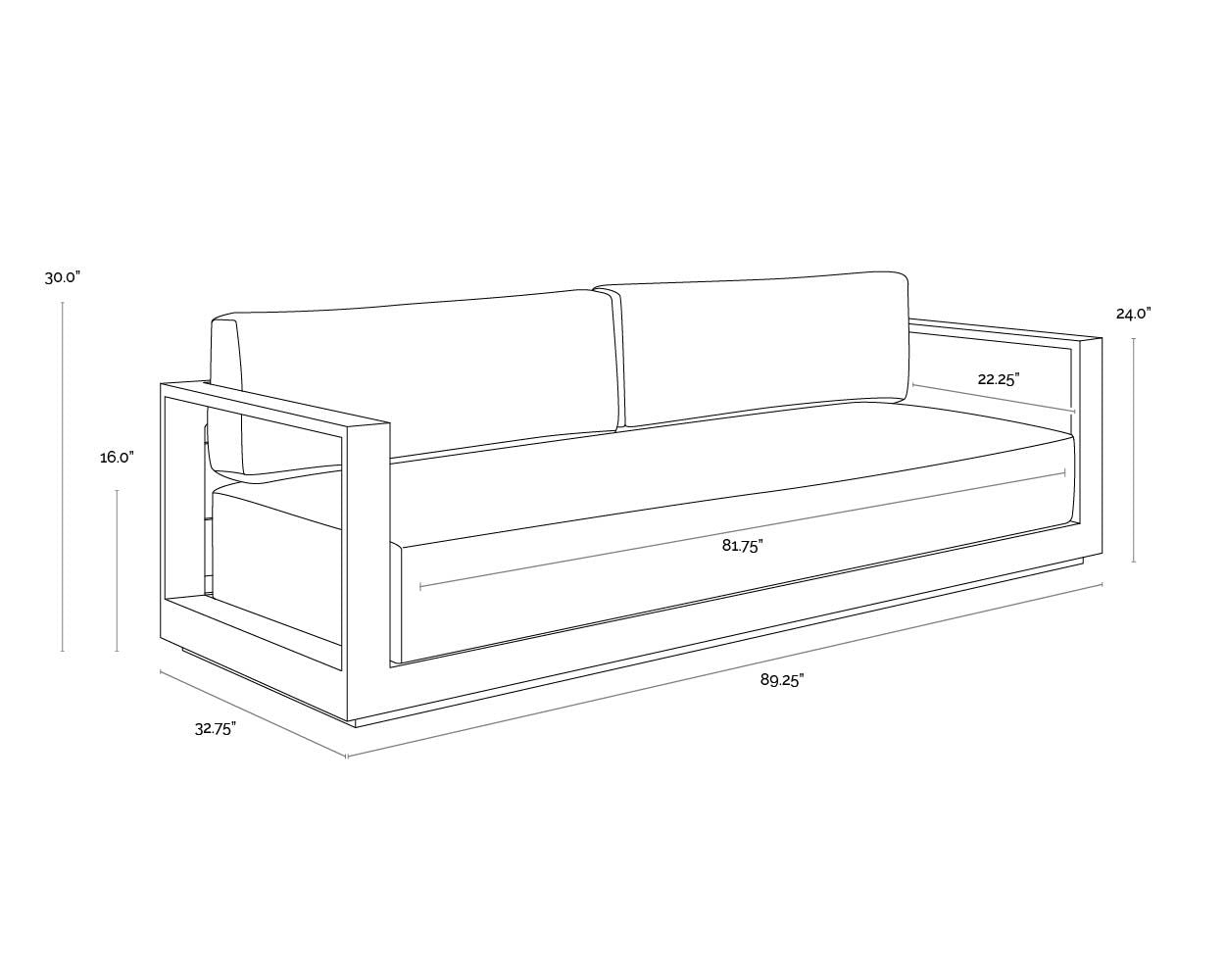 Tavira Sofa - Charcoal - Lanikai Salt And Pepper