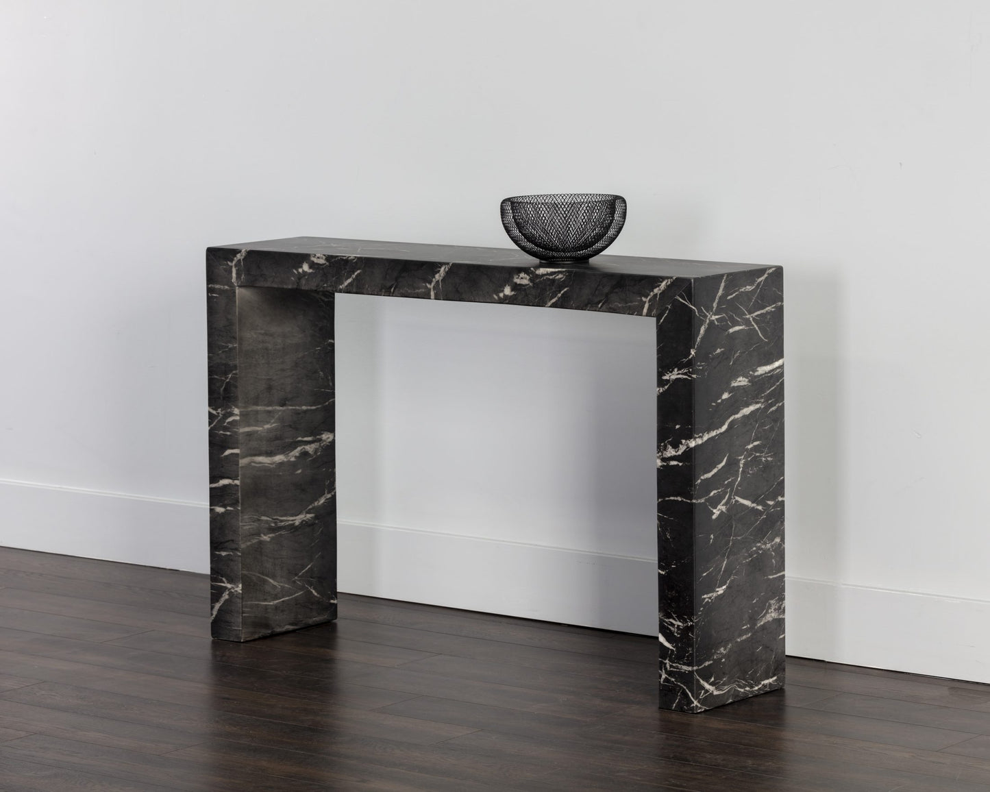 Axle Console Table - Marble Look - Black