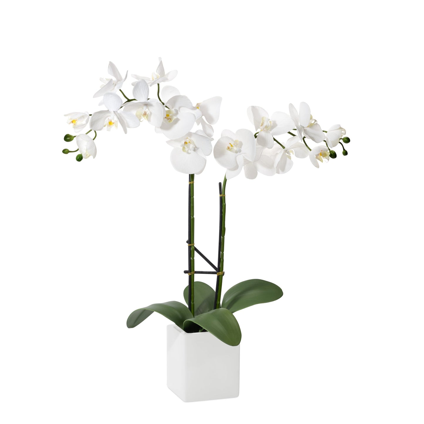 Orchid Potted Faux 23 Inch Double Stem - White