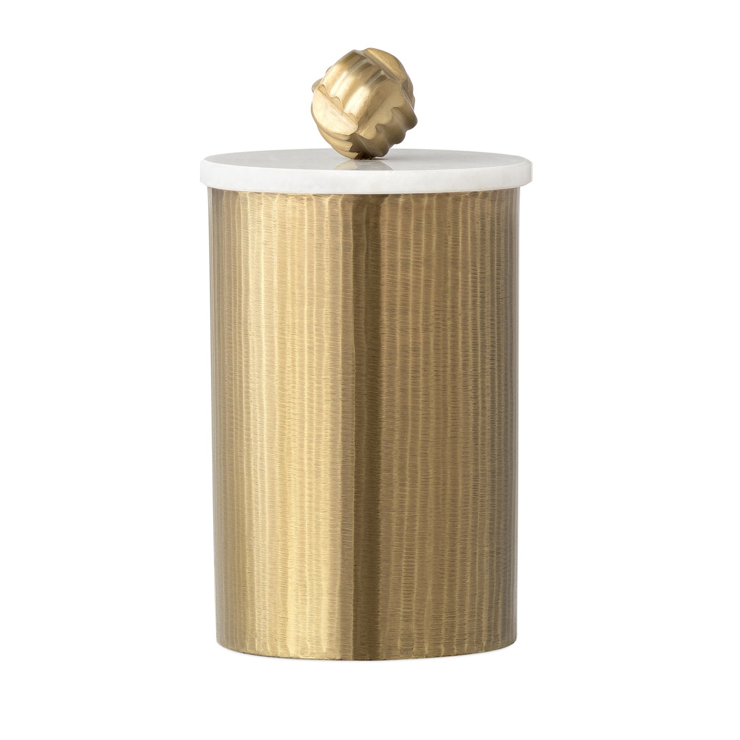 Tomar Antique Brass Ribbed Canister - 9.25 Inch Tall