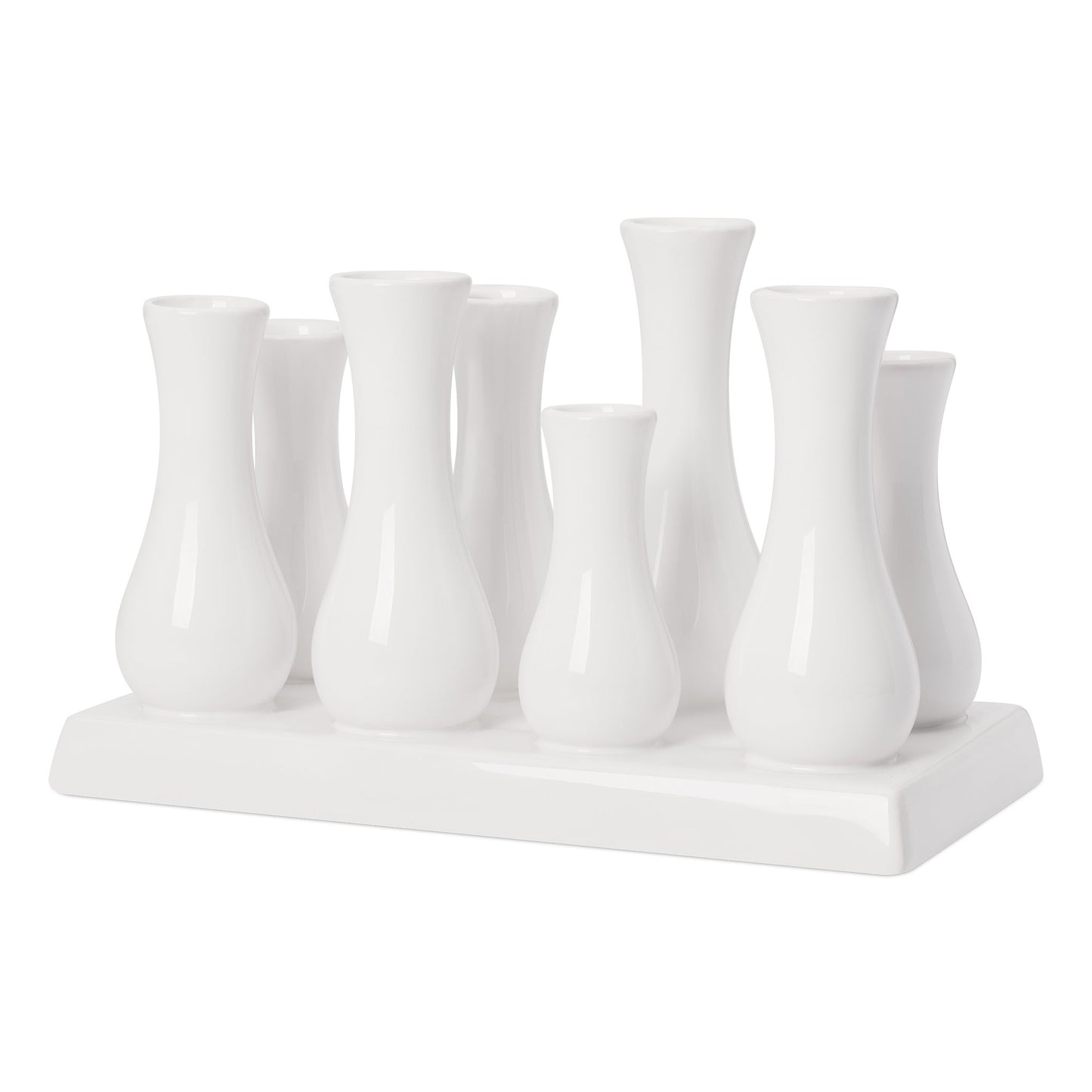 Multi Tube Rectangle White Ceramic Urn Vase