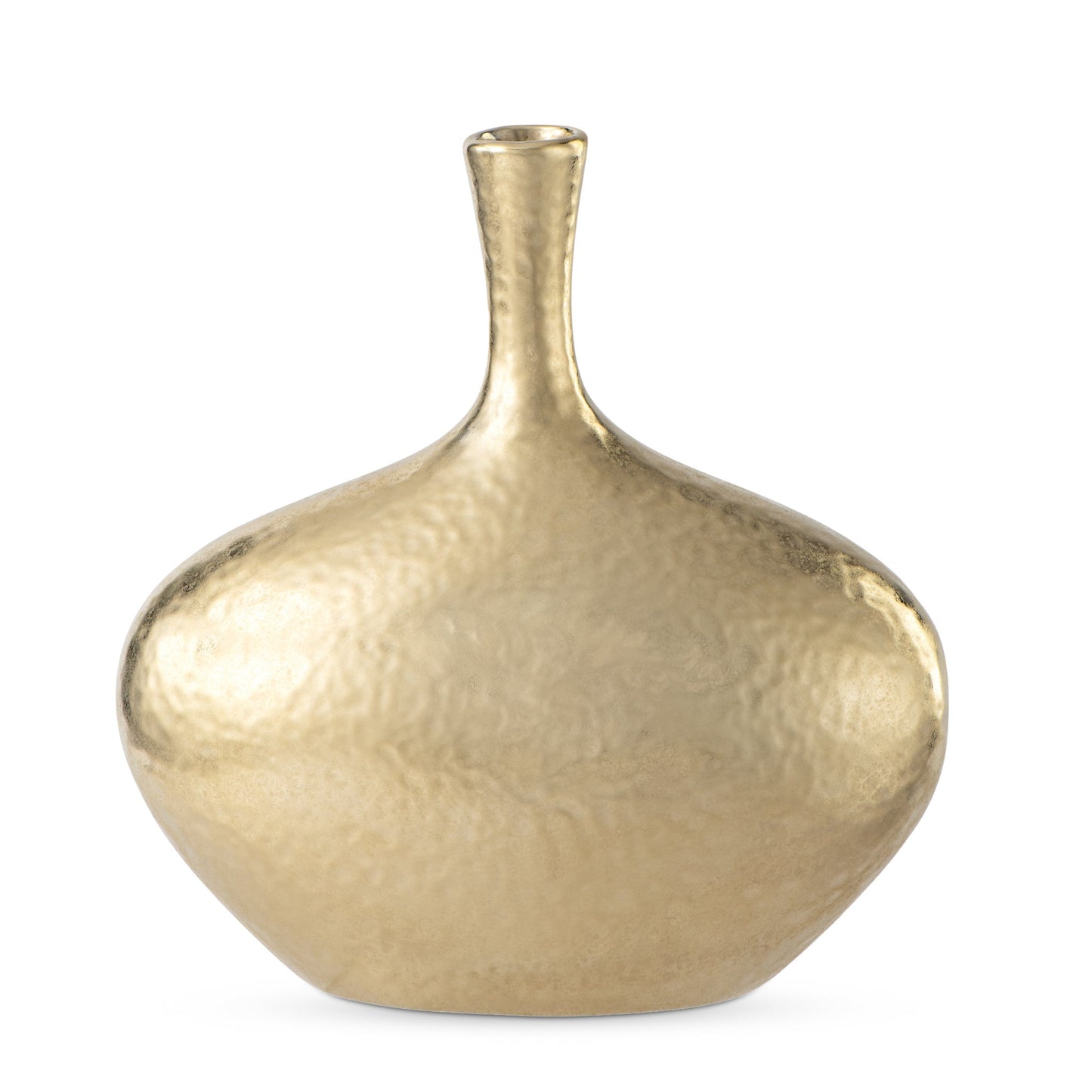 Lilo Gold Dimpled Ceramic Wide Vase - 8.25 Inch Tall