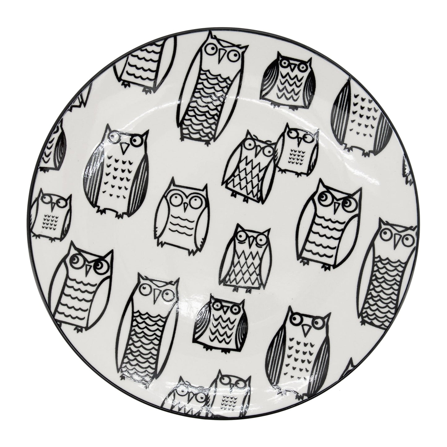 Kiri Porcelain 8.5 Inch Diameter Side Plate - Owl Outline