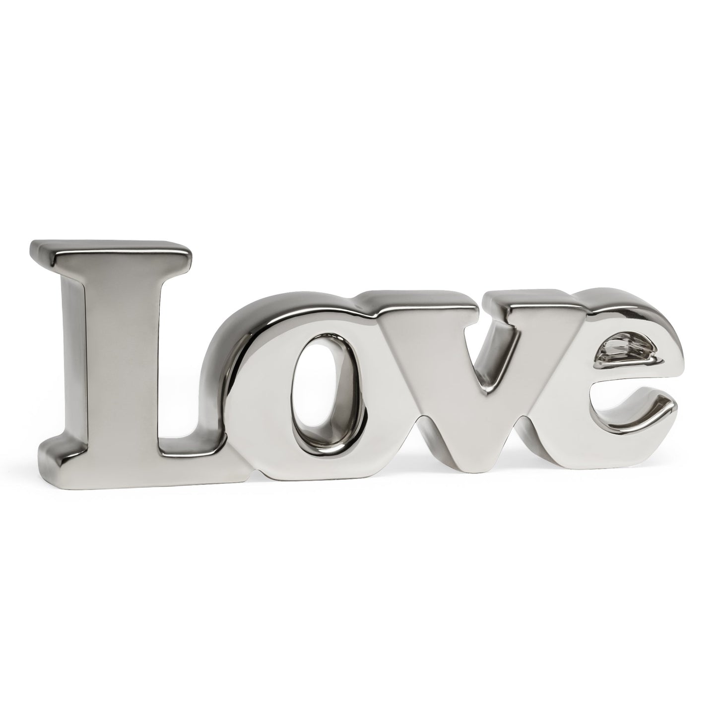 Love Ceramic Word Decor Sculpture - Silver