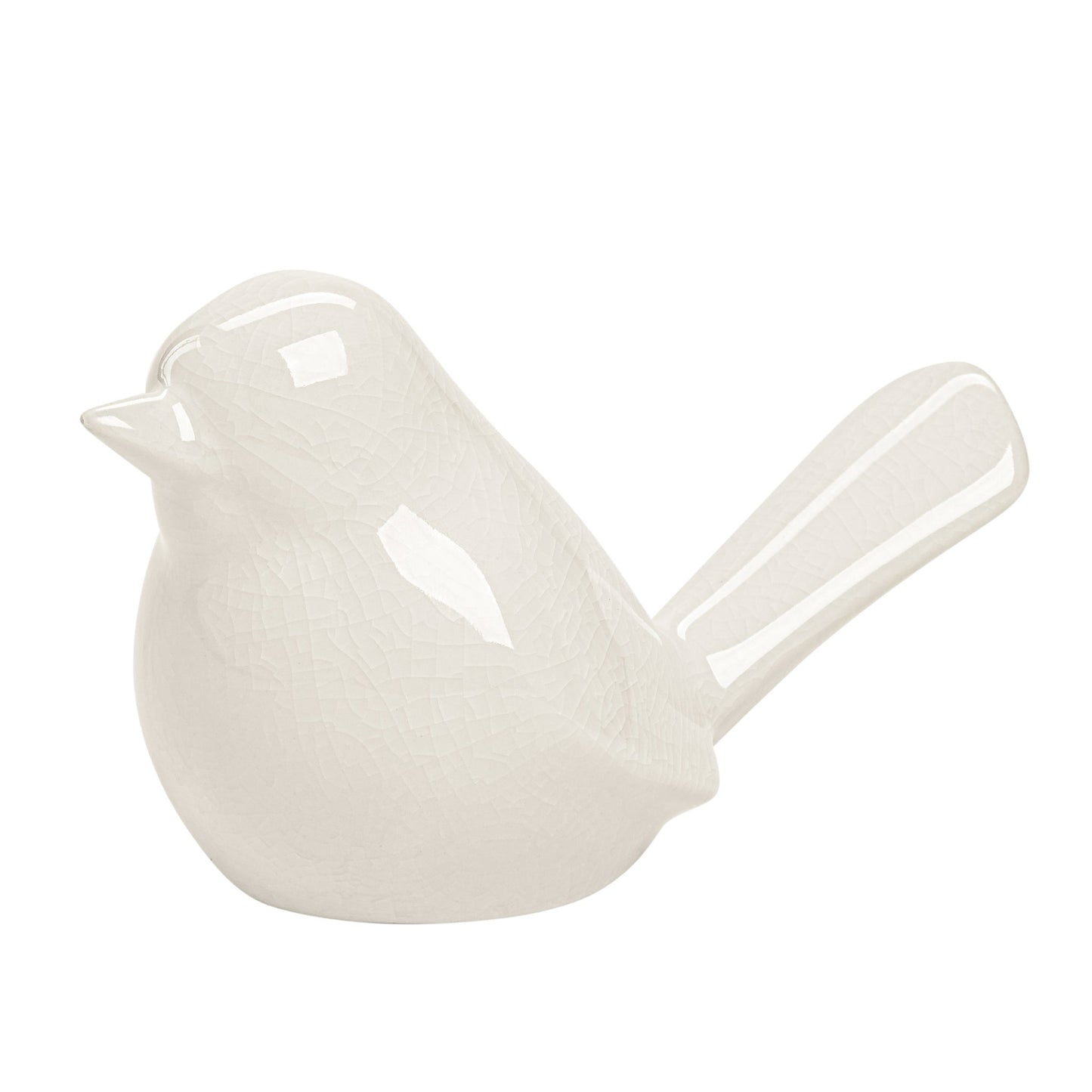 Lilo Ceramic Bird Decor Sculpture - White Crackle