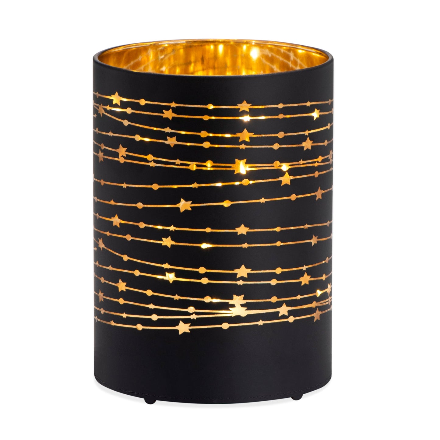 Silhouette Star Design Black Glass 3.5x5 Inch LED Hurricane Lamp