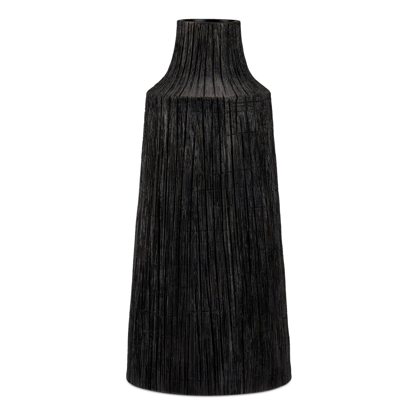 Petra Etched Line 16 Inch Tall Resin Vase - Black
