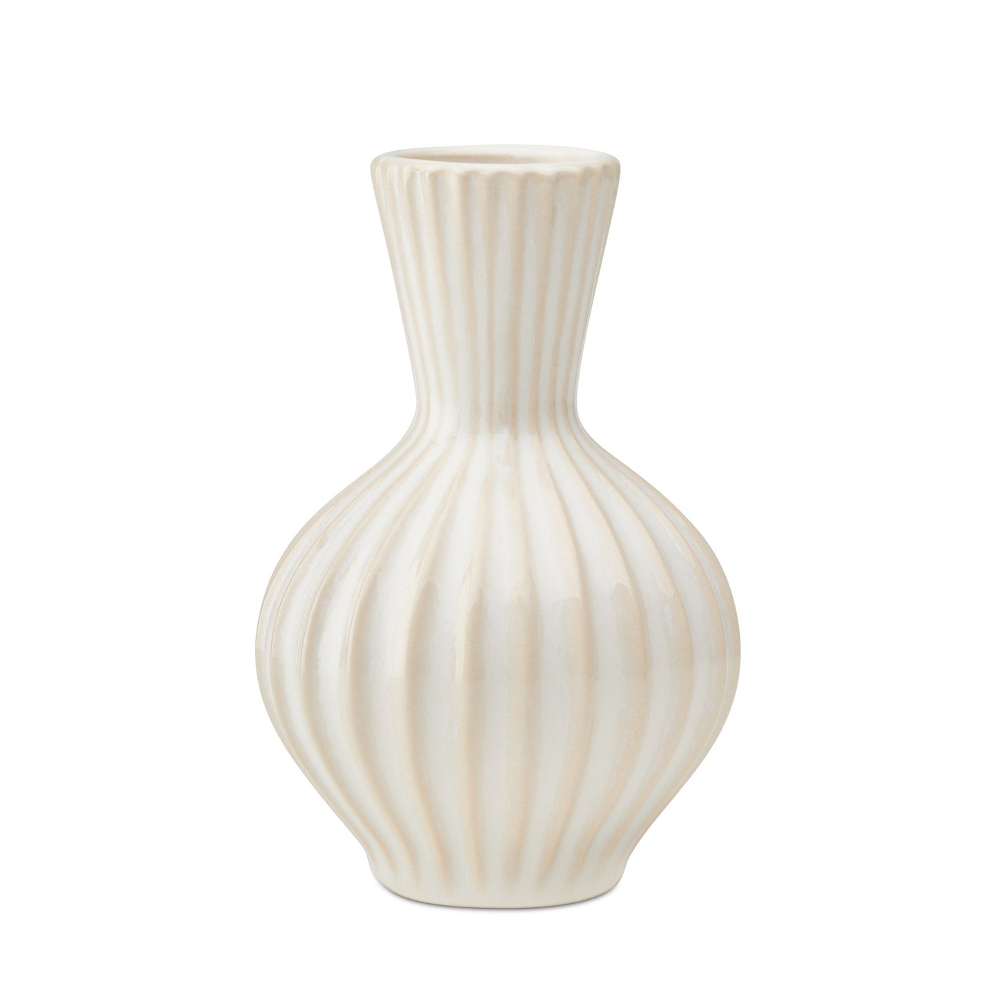 Anna Tall Gourd 6.25 Inch Tall Reactive White Glaze Ceramic Vase