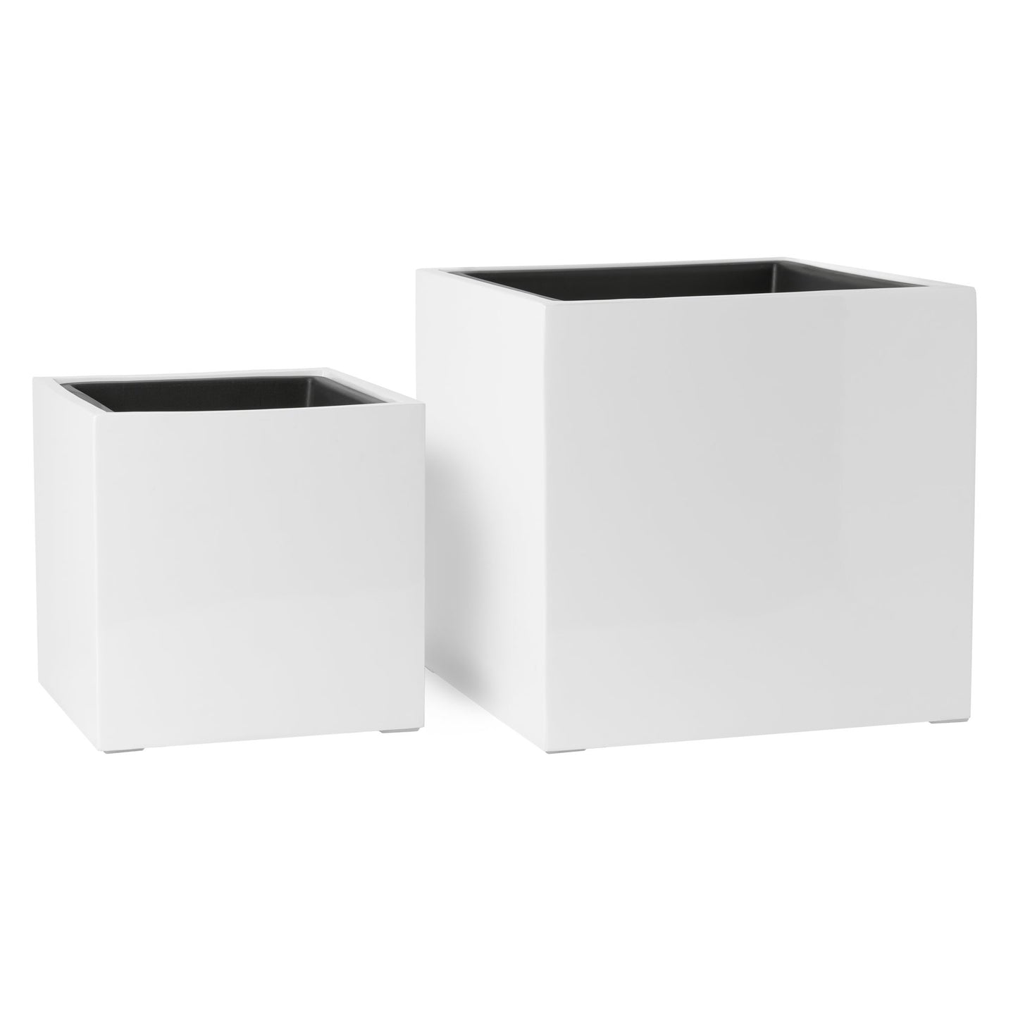 Aria Polystone 2 Piece White Square Planters with Liners Set