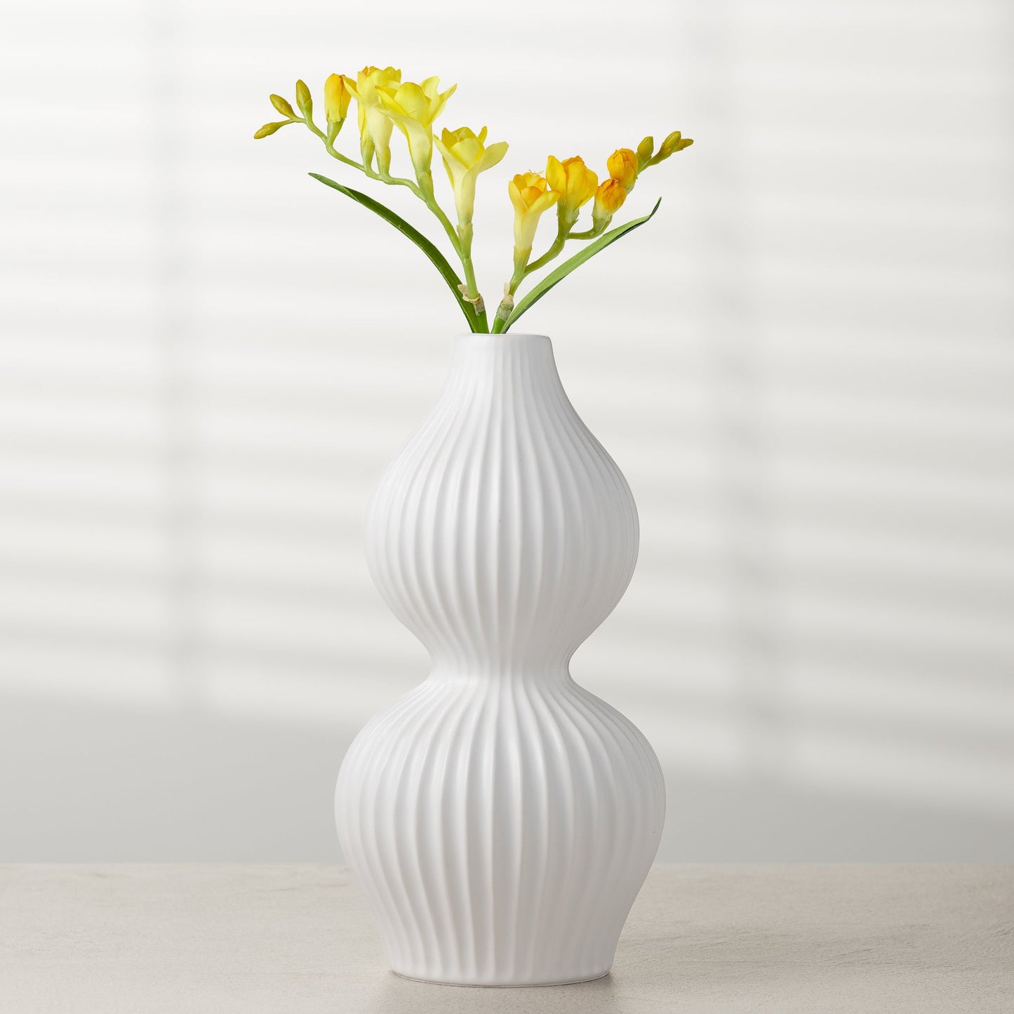 Sophia Double Gourd 10 Inch Tall White Ceramic Vase