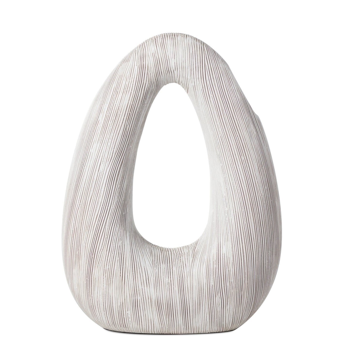 Alma Etched Patina Resin Tall Donut Vase - 11.5 Inch Tall - White