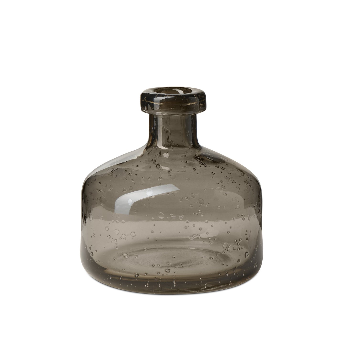 Tito Hand Blown Glass 5 Inch Tall Wide Bottle Vase - Smoke