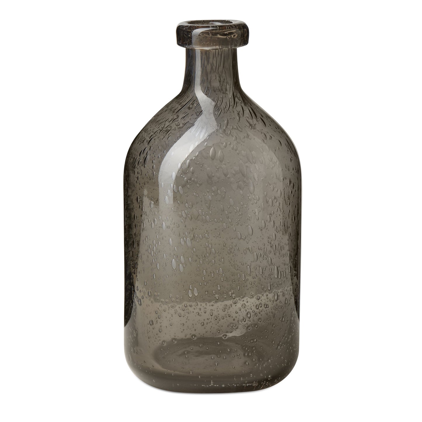 Tito Hand Blown Glass Bottle Vase - 8 Inch Tall - Smoke