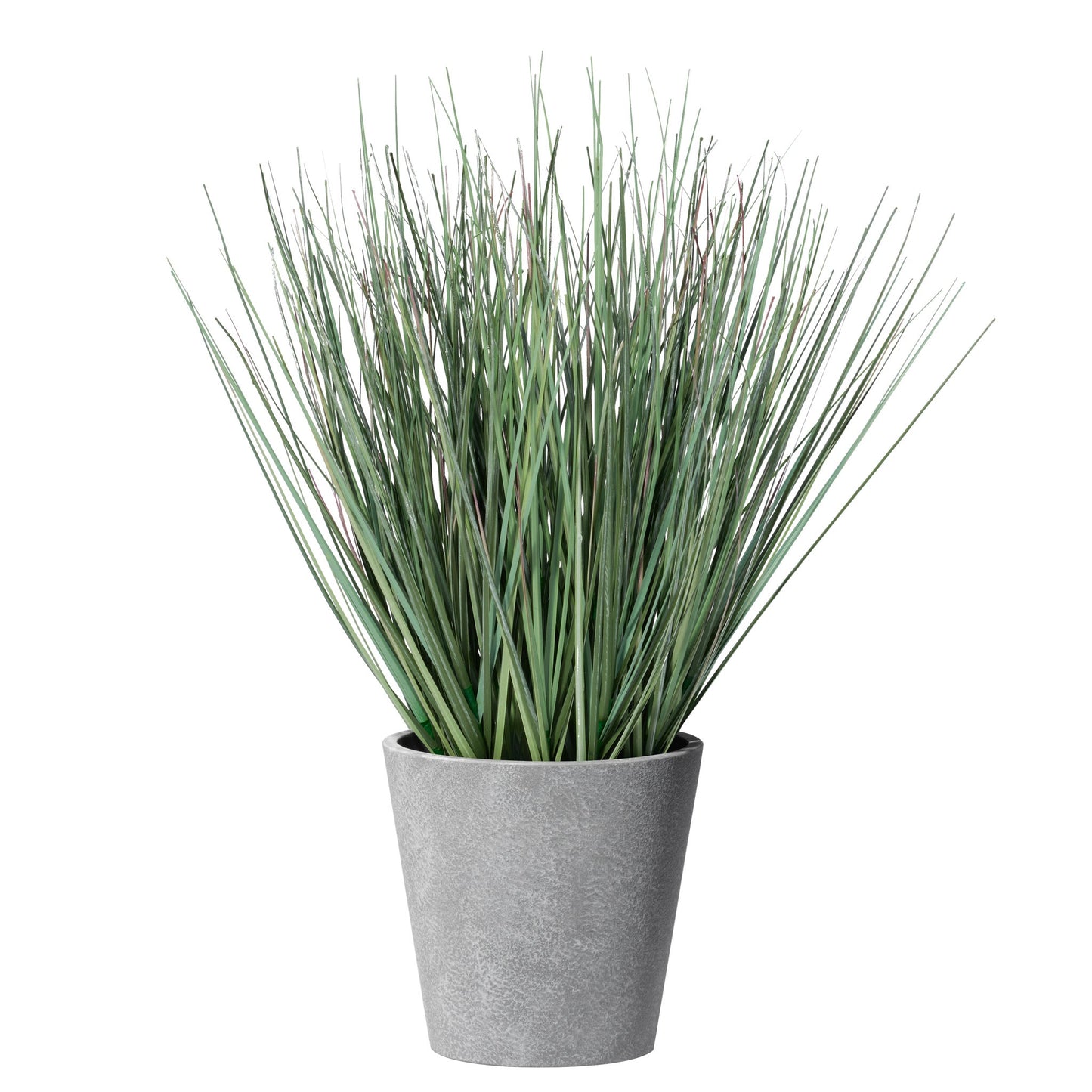 Onion Grass Artificial Faux Potted 16 Inch Tall Plant with Grey Round Pot