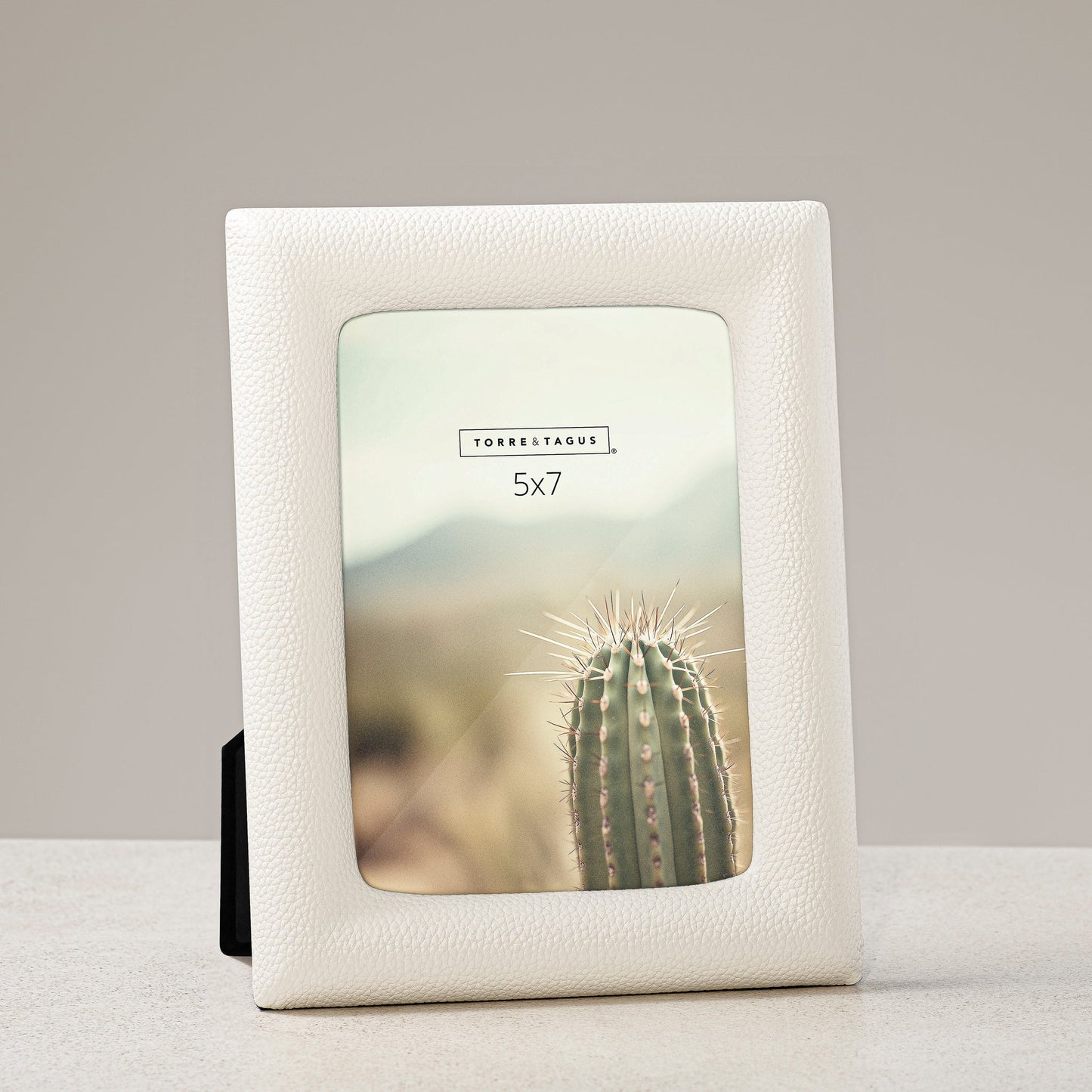 Alda Curved Contour Vegan Cream Leather Photo Frame - 5X7