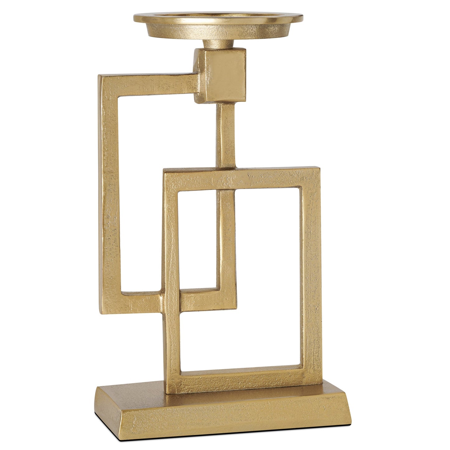 Stacked Square 10.5 Inch Tall Nickel Plated Aluminum Pillar Candle Holder - Gold