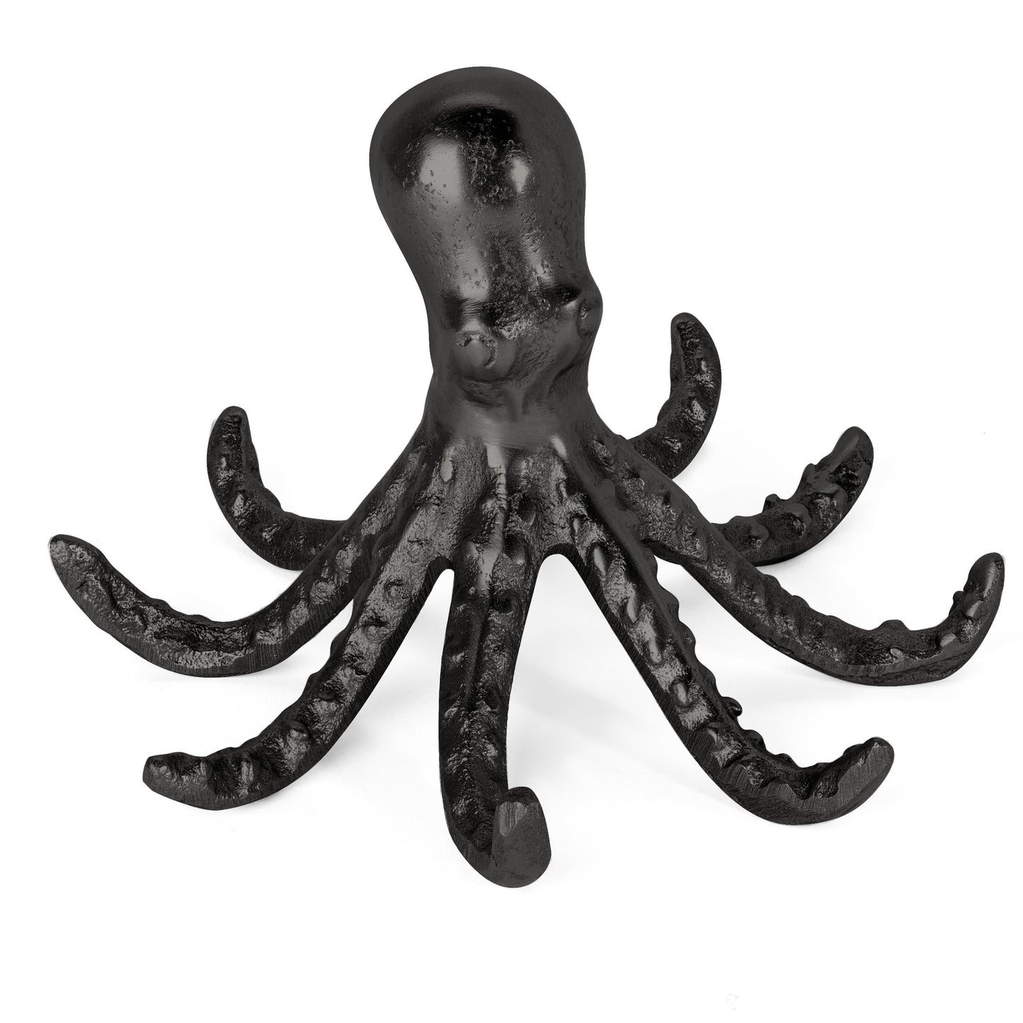 Octopus Matte Black 4.5 Inch Tall Nickel Plated Aluminum Decor Sculpture