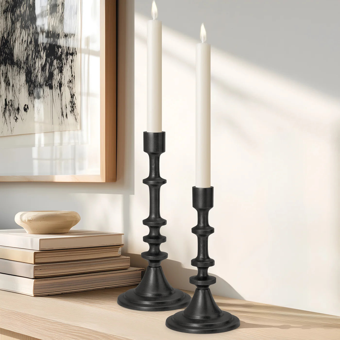 Chapel Antique Black Aluminum Taper Candle Holder