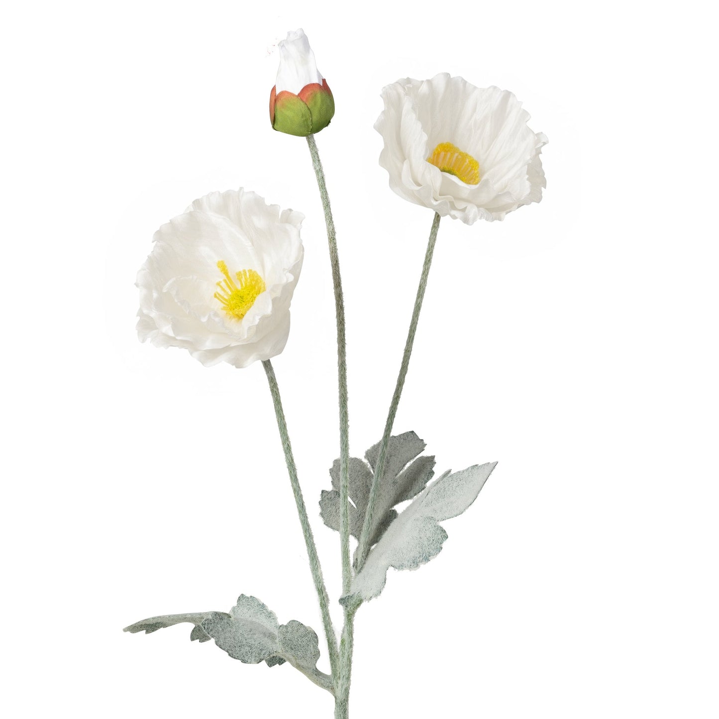Poppy 3 Bloom 23.5 Inch Stem - White
