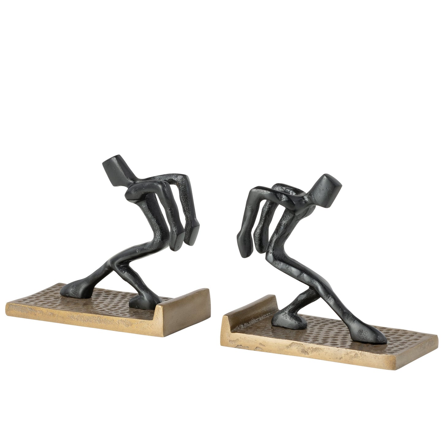 Pushing Backward Figures 7 Inch Tall Aluminum 2 Piece Bookend Set