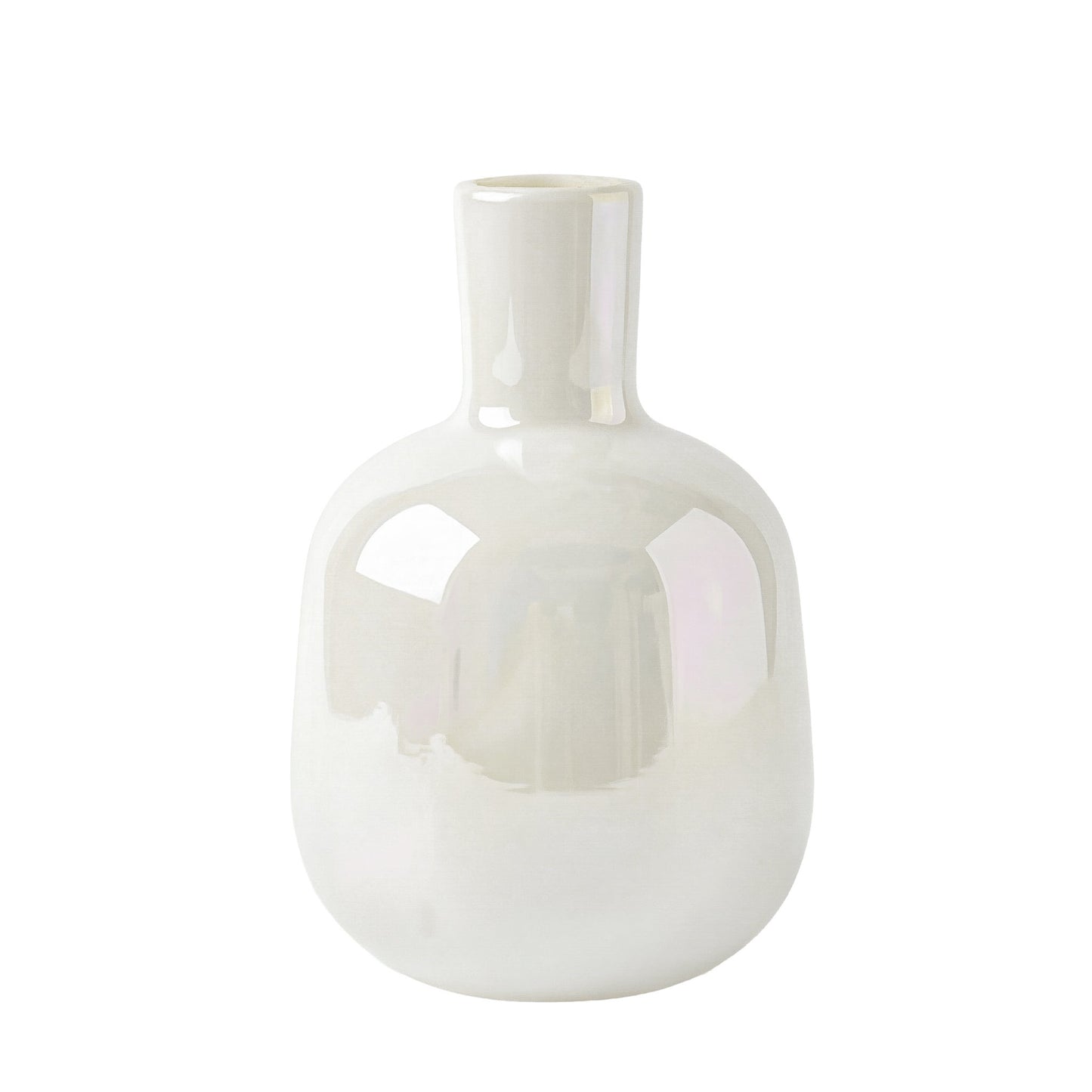 Rainbow Lustre Mini Bottle 5 Inch Tall Glass Bud Vase - White