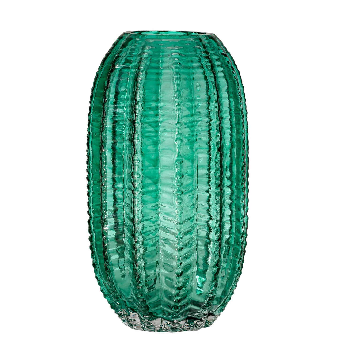Sonara Cactus 11 Inch Tall Glass Vase - Green