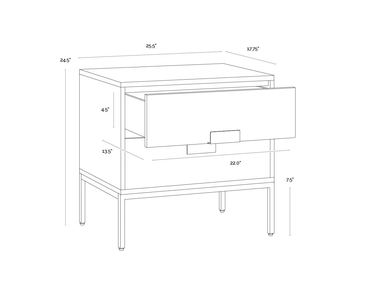 Jade Nightstand - Antique Brass - Dark Mango
