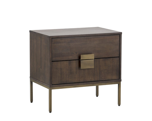 Jade Nightstand - Antique Brass - Dark Mango