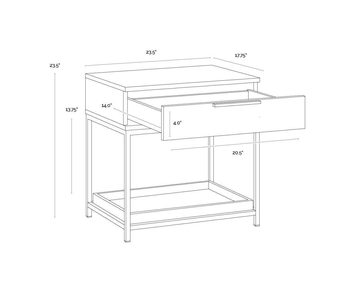 Rebel Nightstand - Small - Gold - Charcoal Grey