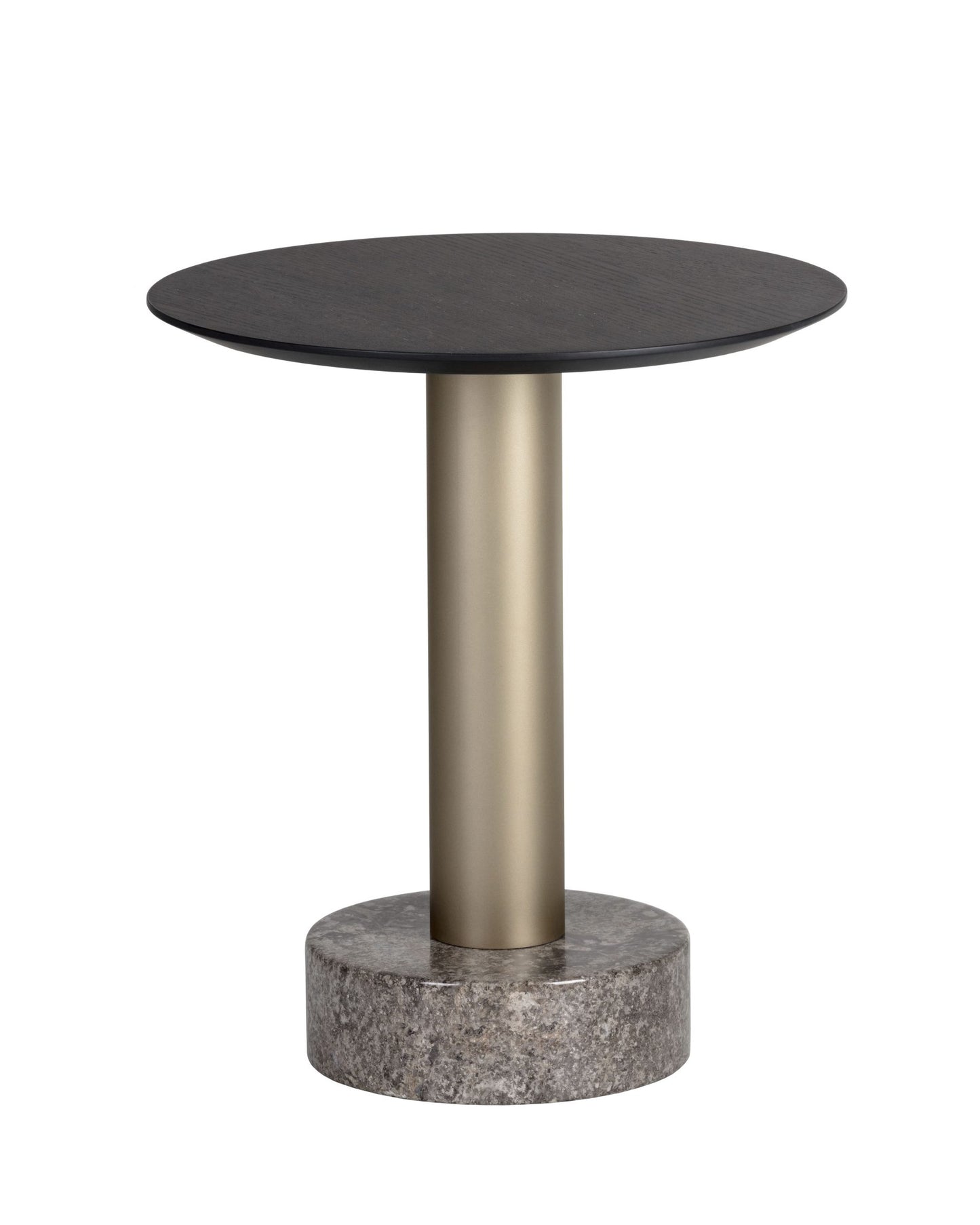 Monaco End Table - Gold - Grey Marble / Charcoal Grey