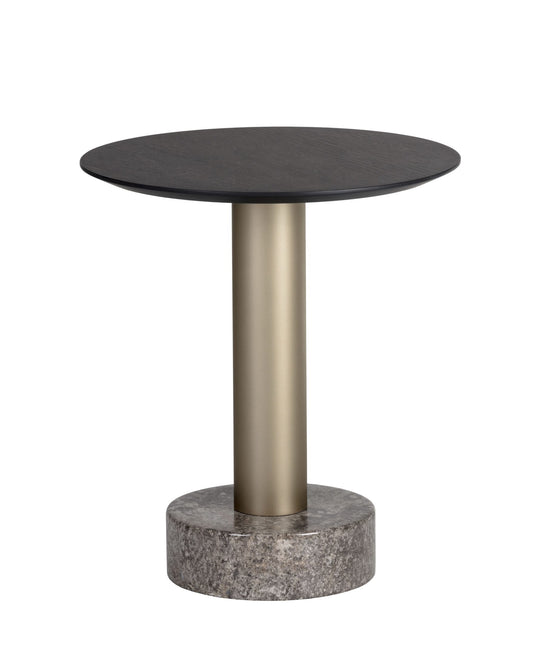 Monaco End Table - Gold - Grey Marble / Charcoal Grey