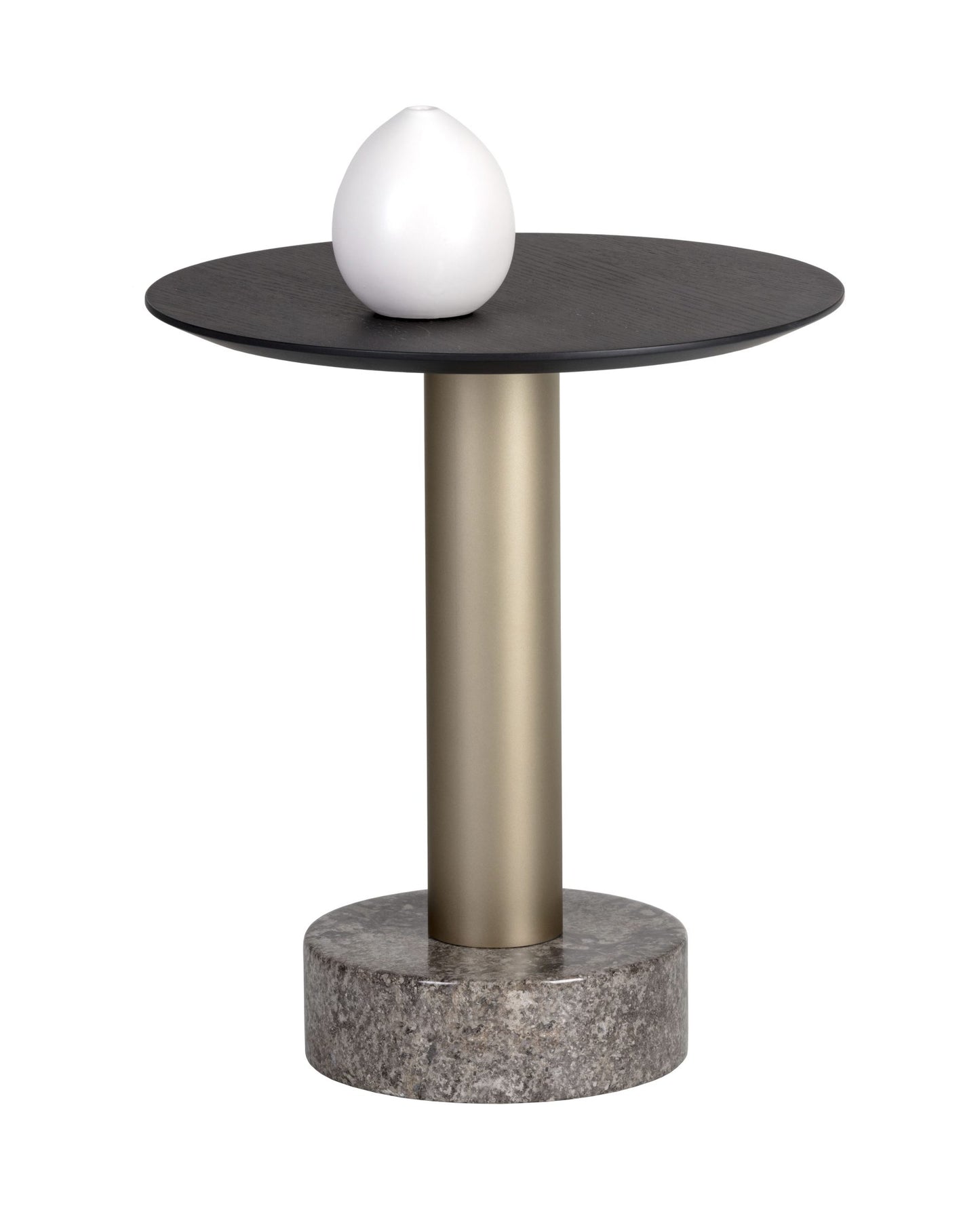 Monaco End Table - Gold - Grey Marble / Charcoal Grey