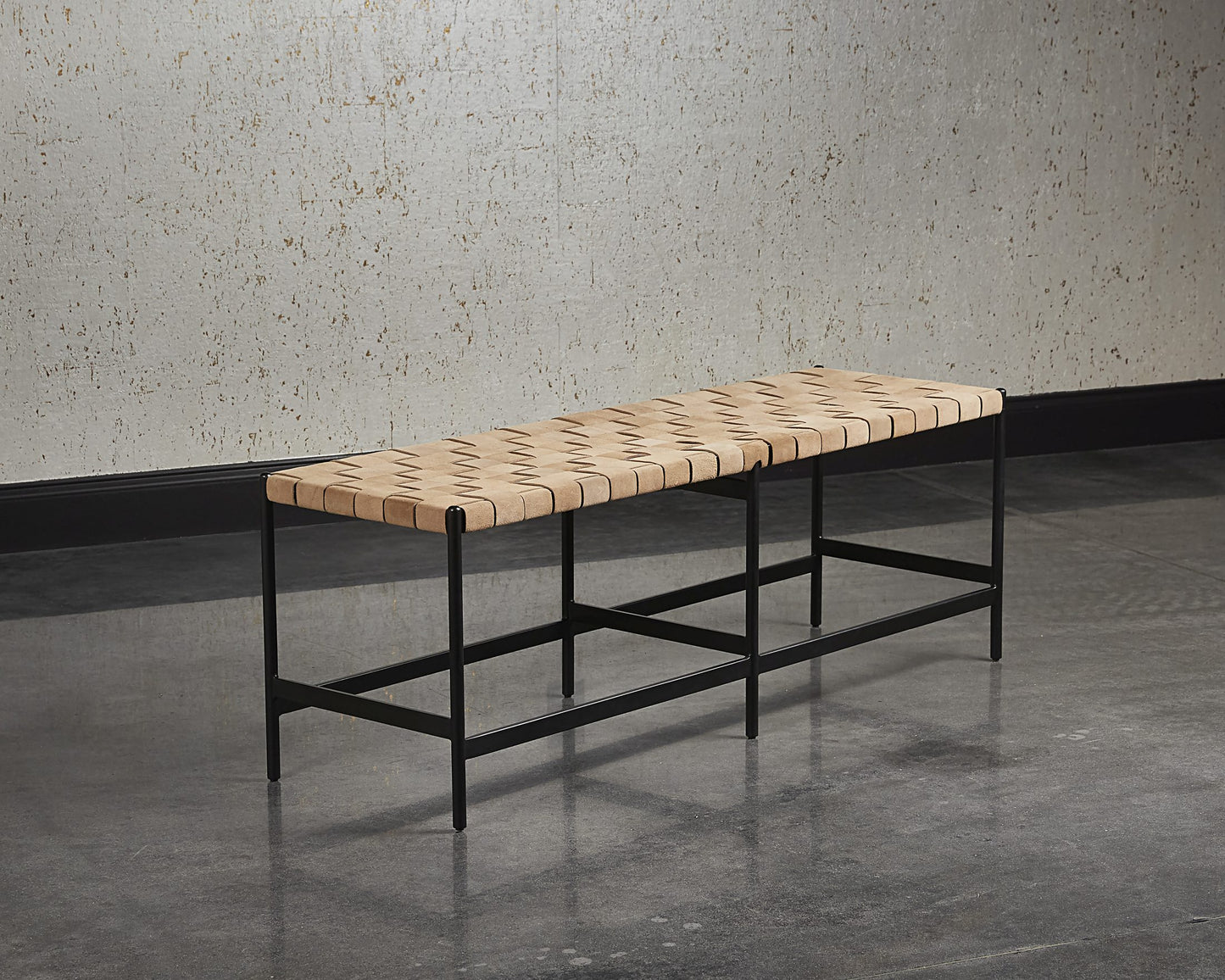Omari Bench - Suede Light Tan Leather