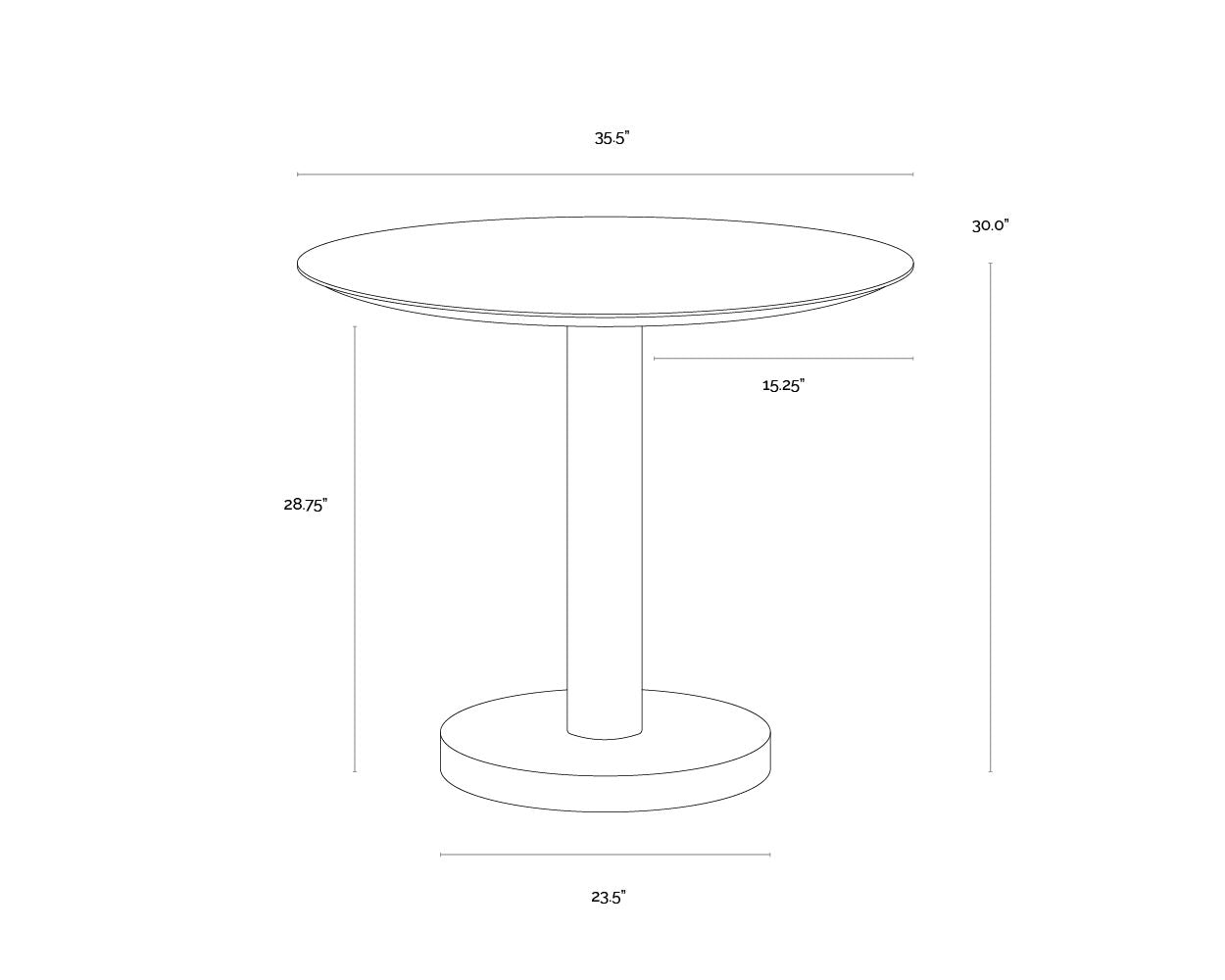 Monaco Bistro Table - Gold - Grey Marble / Charcoal Grey - 35.5"