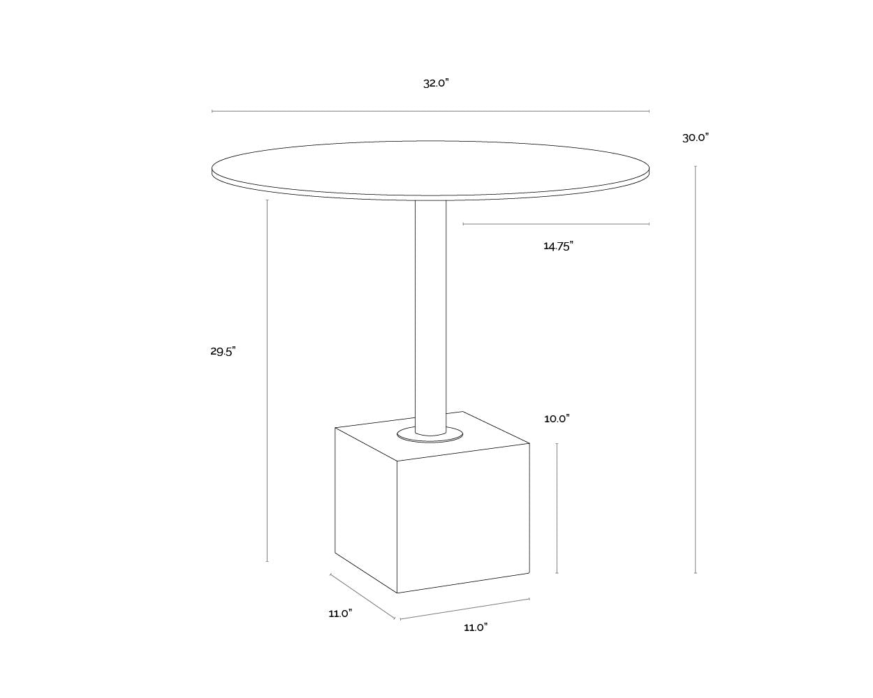 Kata Bistro Table - White Marble - 32"