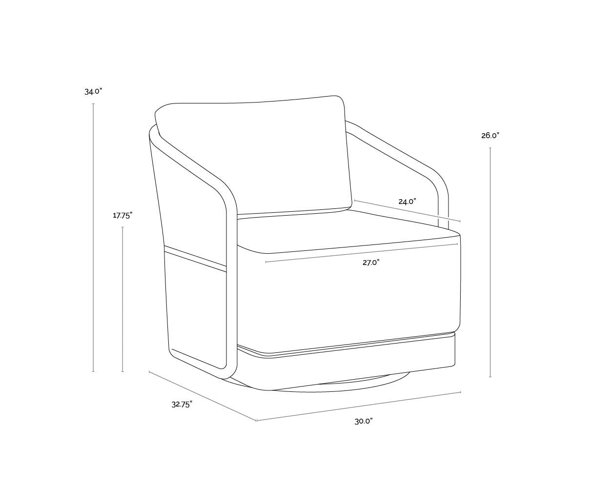 Allariz Swivel Armchair - Greige - Stinson White
