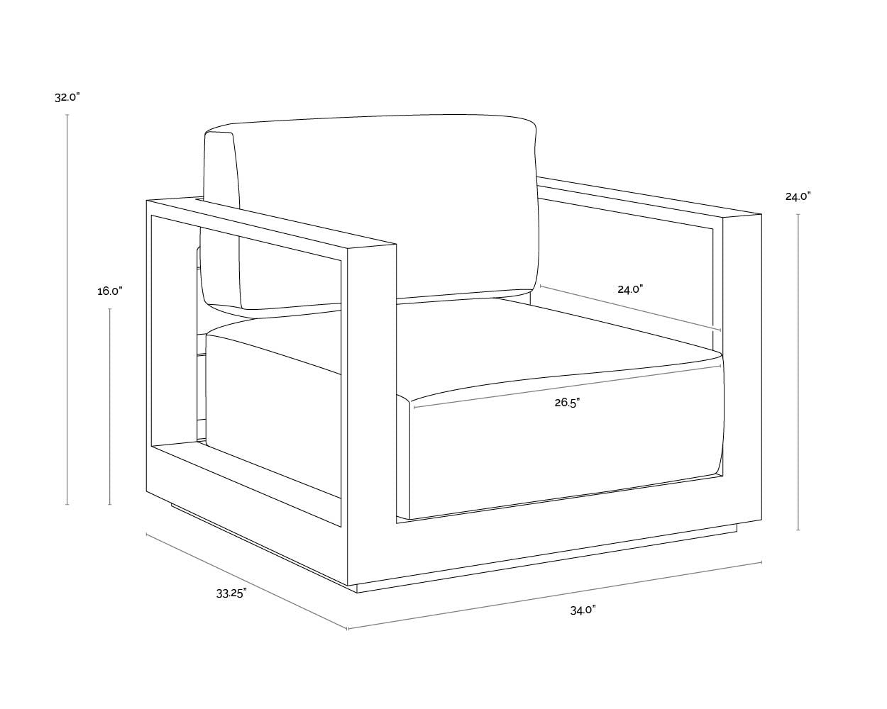 Tavira Armchair - Charcoal - Lanikai Salt And Pepper