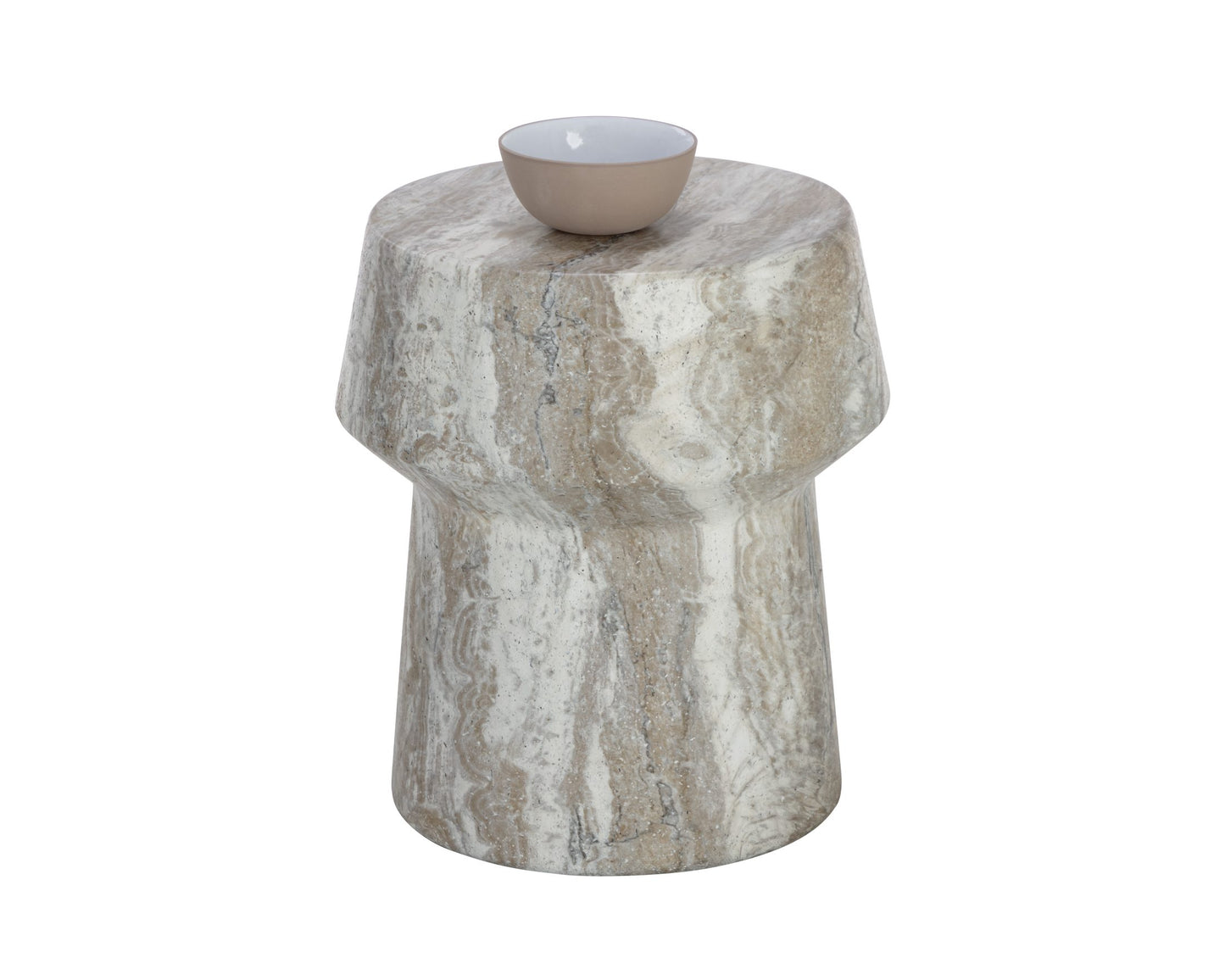 Brie End Table - Marble Look - Sand