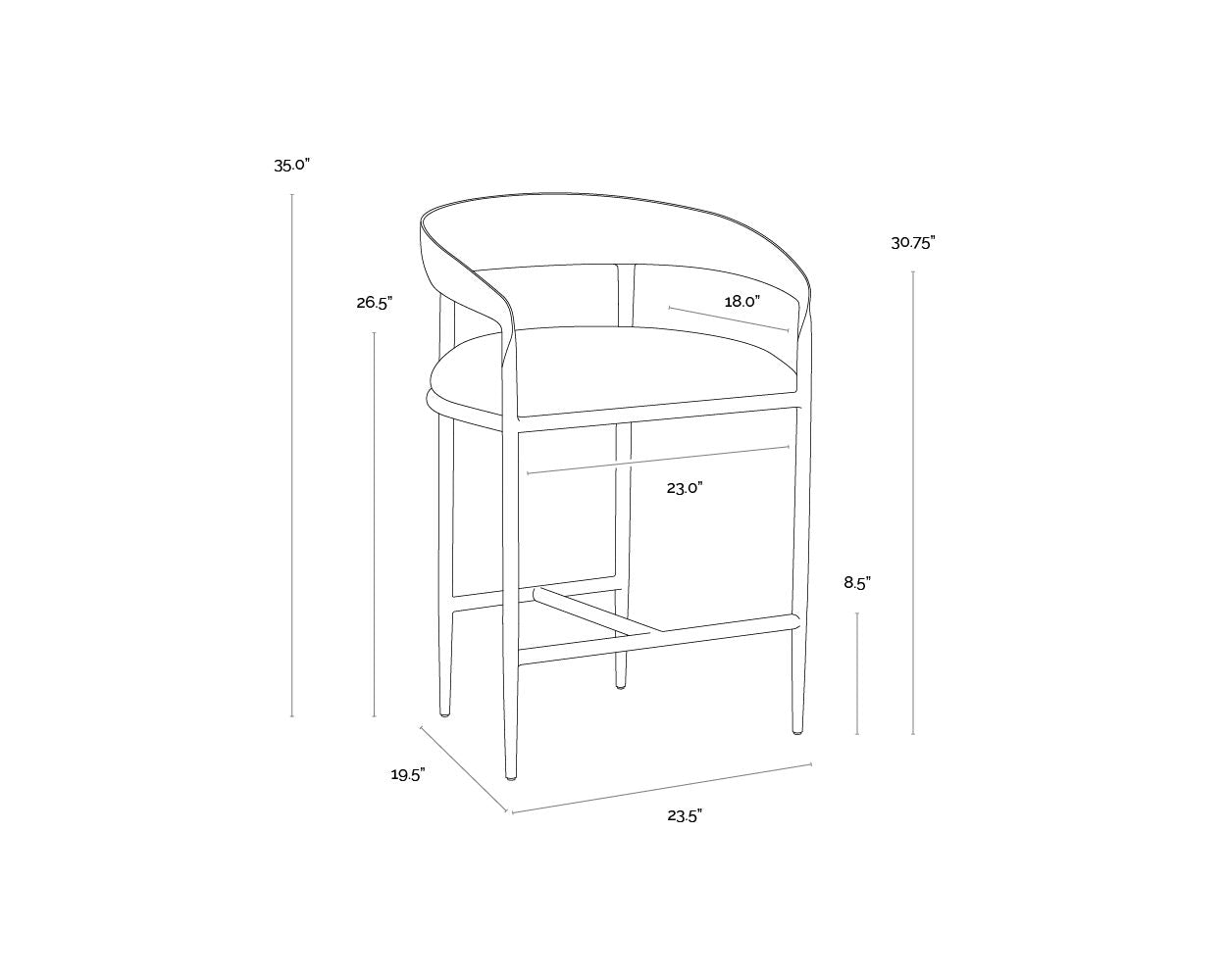 Zanatta Counter Stool - Zenith Taupe Grey
