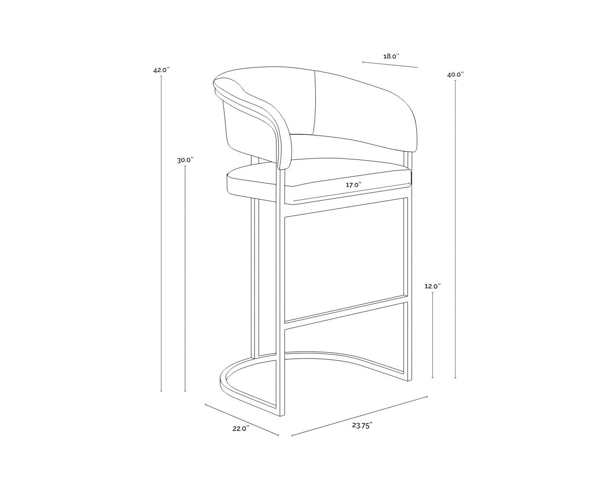 Marris Barstool - Gunmetal - Milliken Cognac