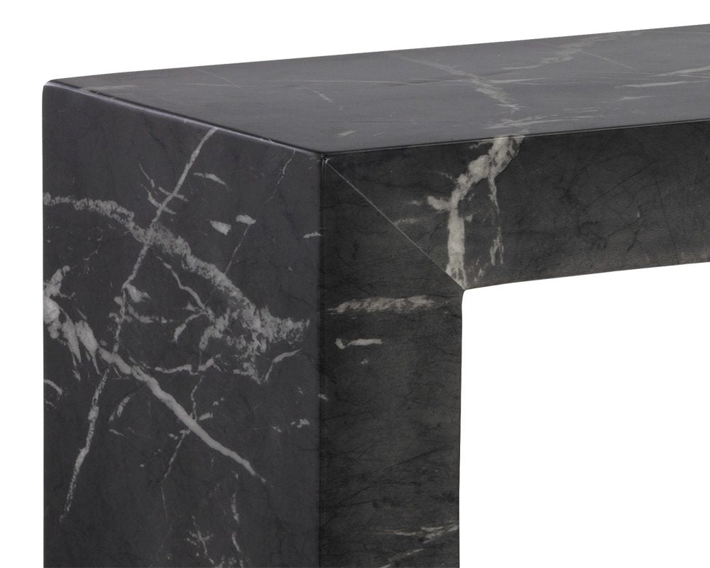 Axle Console Table - Marble Look - Black