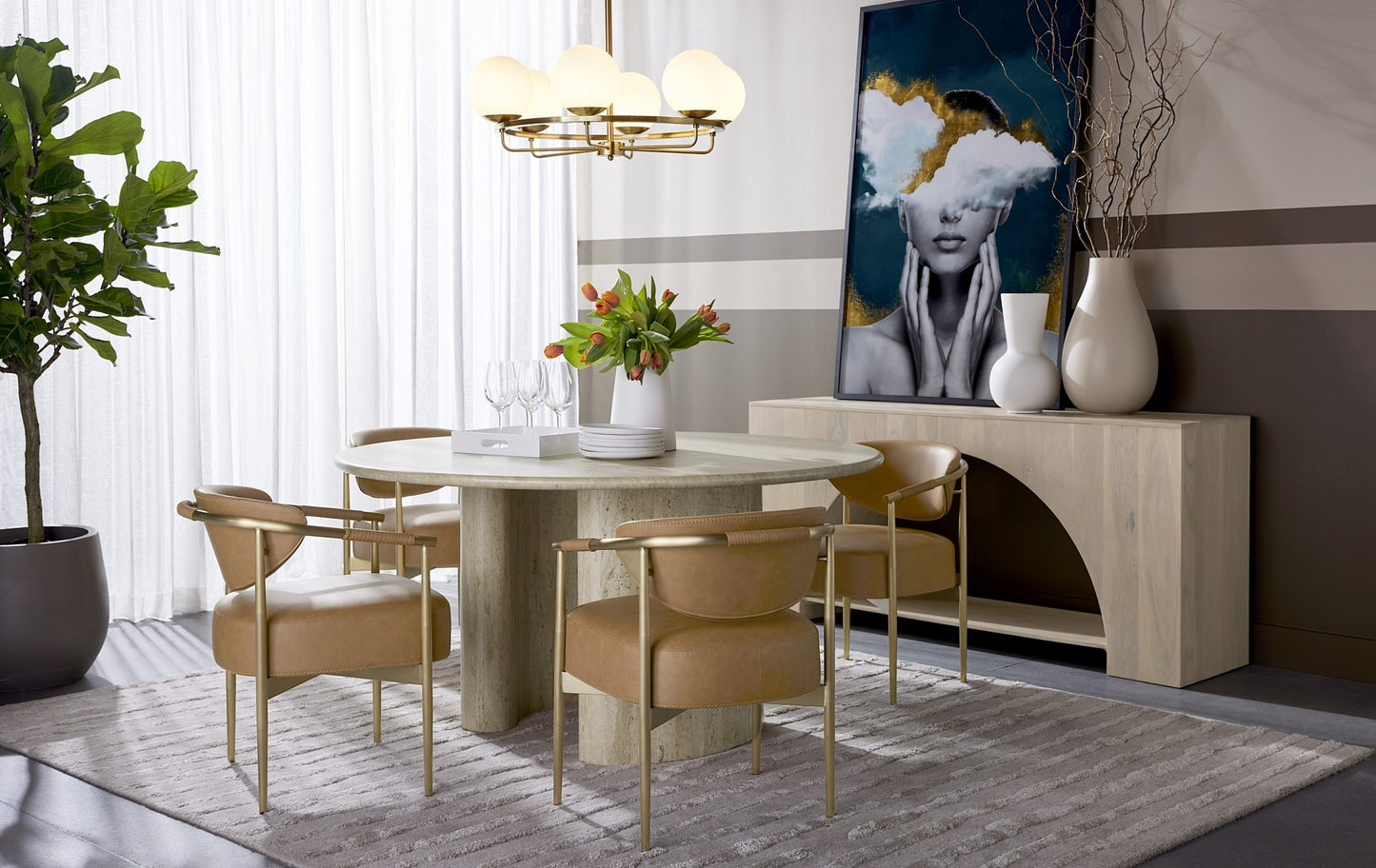 Heloise Dining Armchair - Milliken Cognac