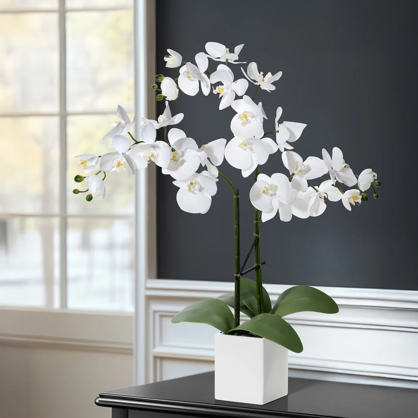 Orchid Potted Faux 23 Inch Triple Stem - White