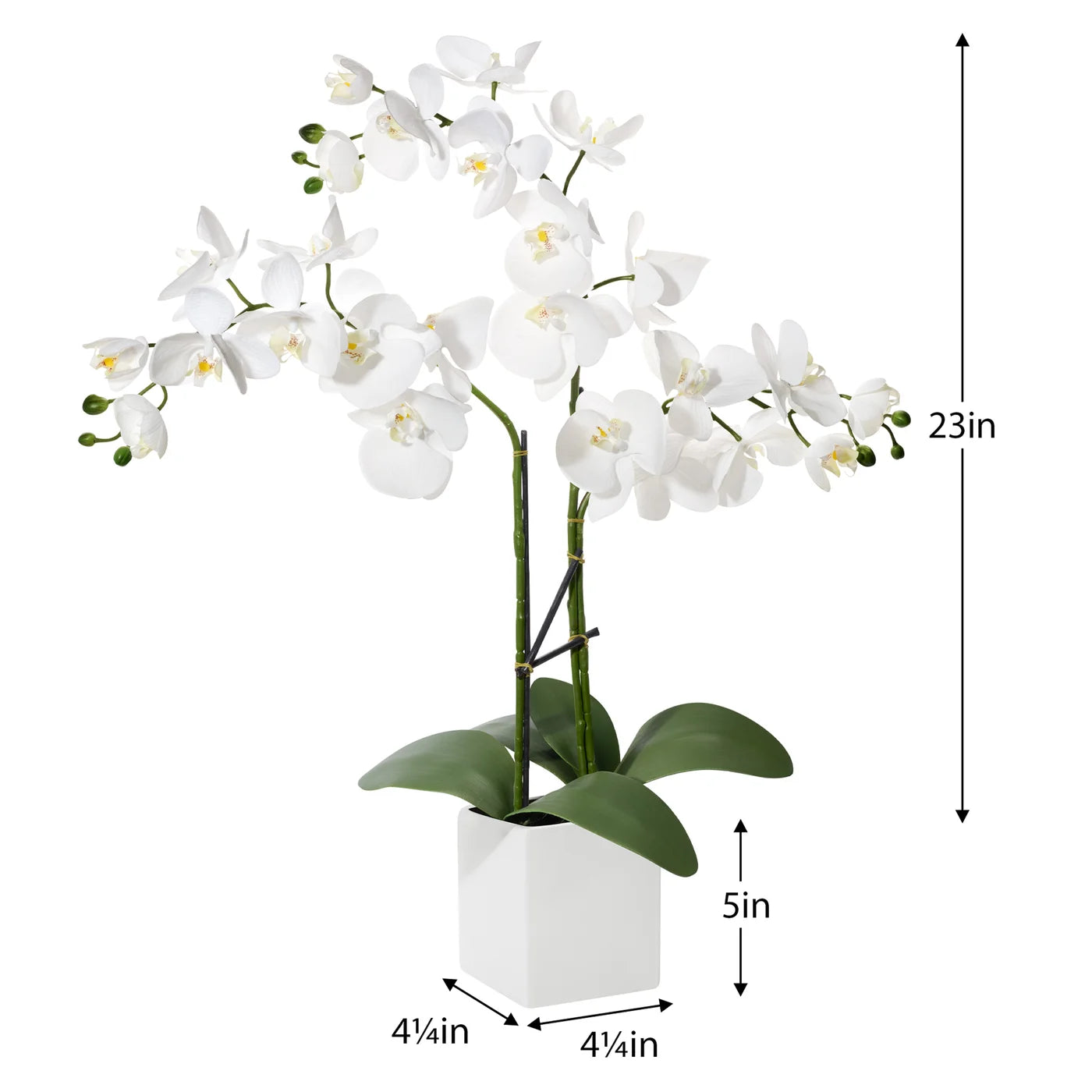 Orchid Potted Faux 23 Inch Triple Stem - White