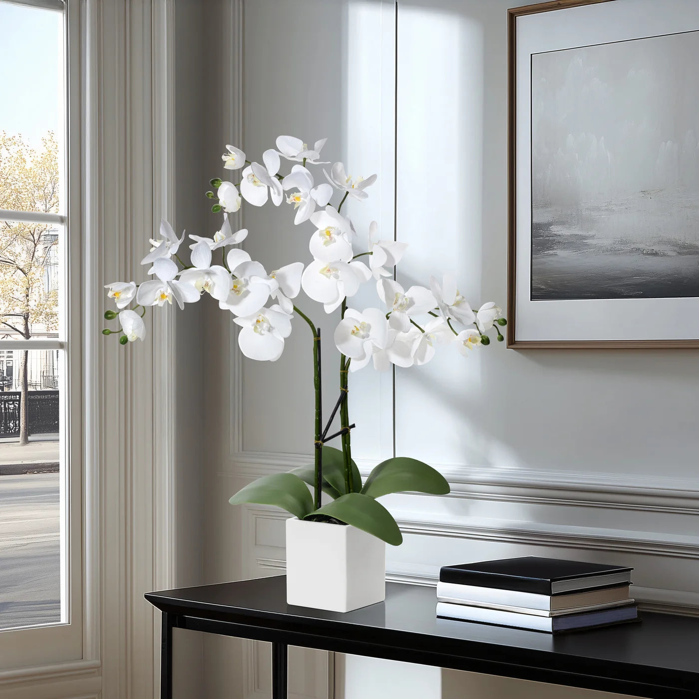 Orchid Potted Faux 23 Inch Triple Stem - White