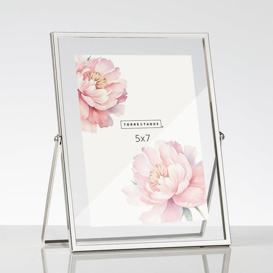 Trim Glass Panel Silver Plated Metal 5x7 Inch Photo Frame