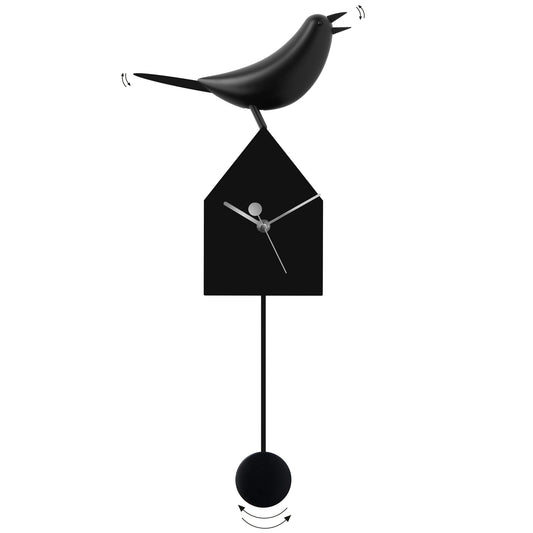 Motion Birdhouse Clock with Removable Pendulum - Black