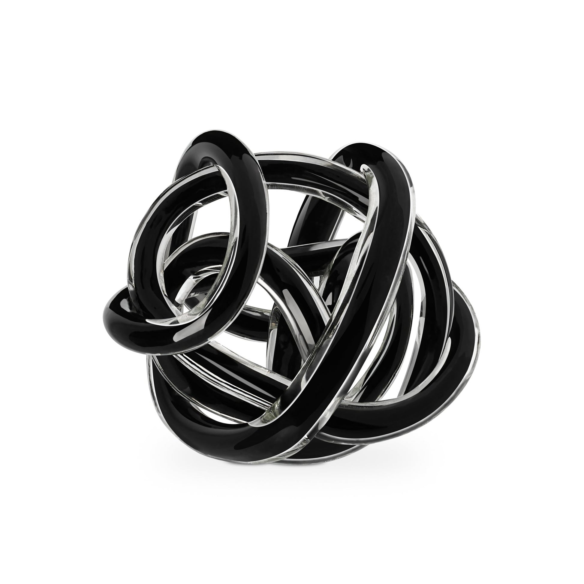 Orbit Glass Knot Decor Ball - 3 Inch Diameter - Black