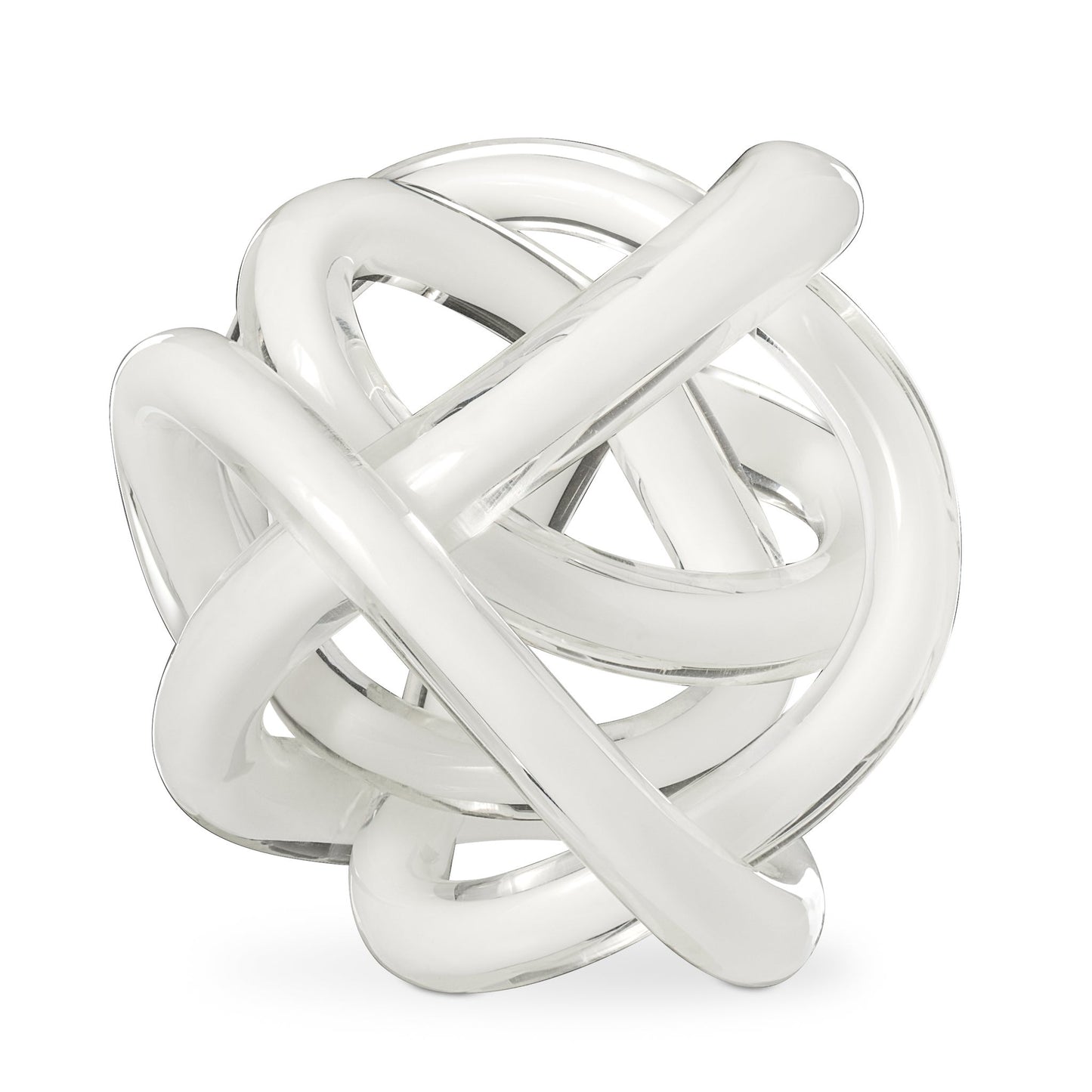 Orbit Glass Knot Decor Ball - 4.5 Inch Diameter - White